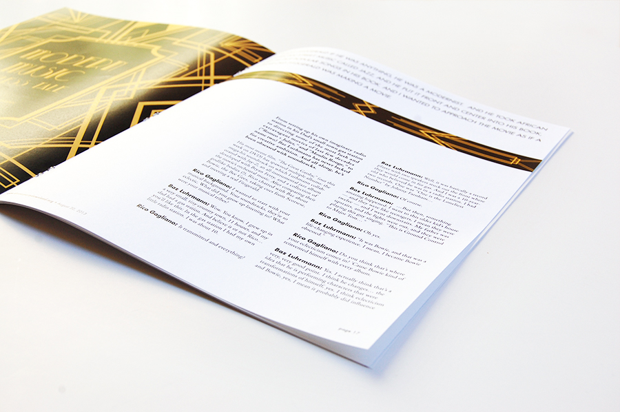 magazine layout close up on text